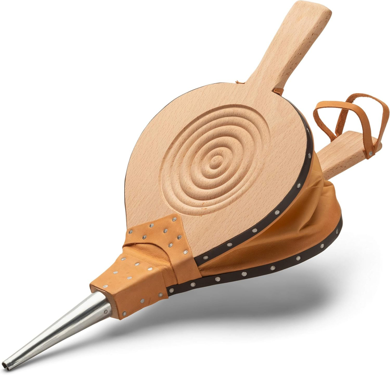 Soufflet bois naturel et cuir